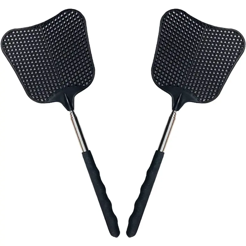 Heavy Duty Telescopic Fly Swatter Set with Extendable Pole - 25-Inch